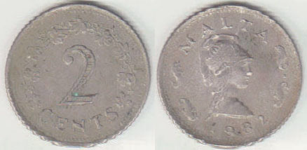 1982 Malta 2 Cents A008023